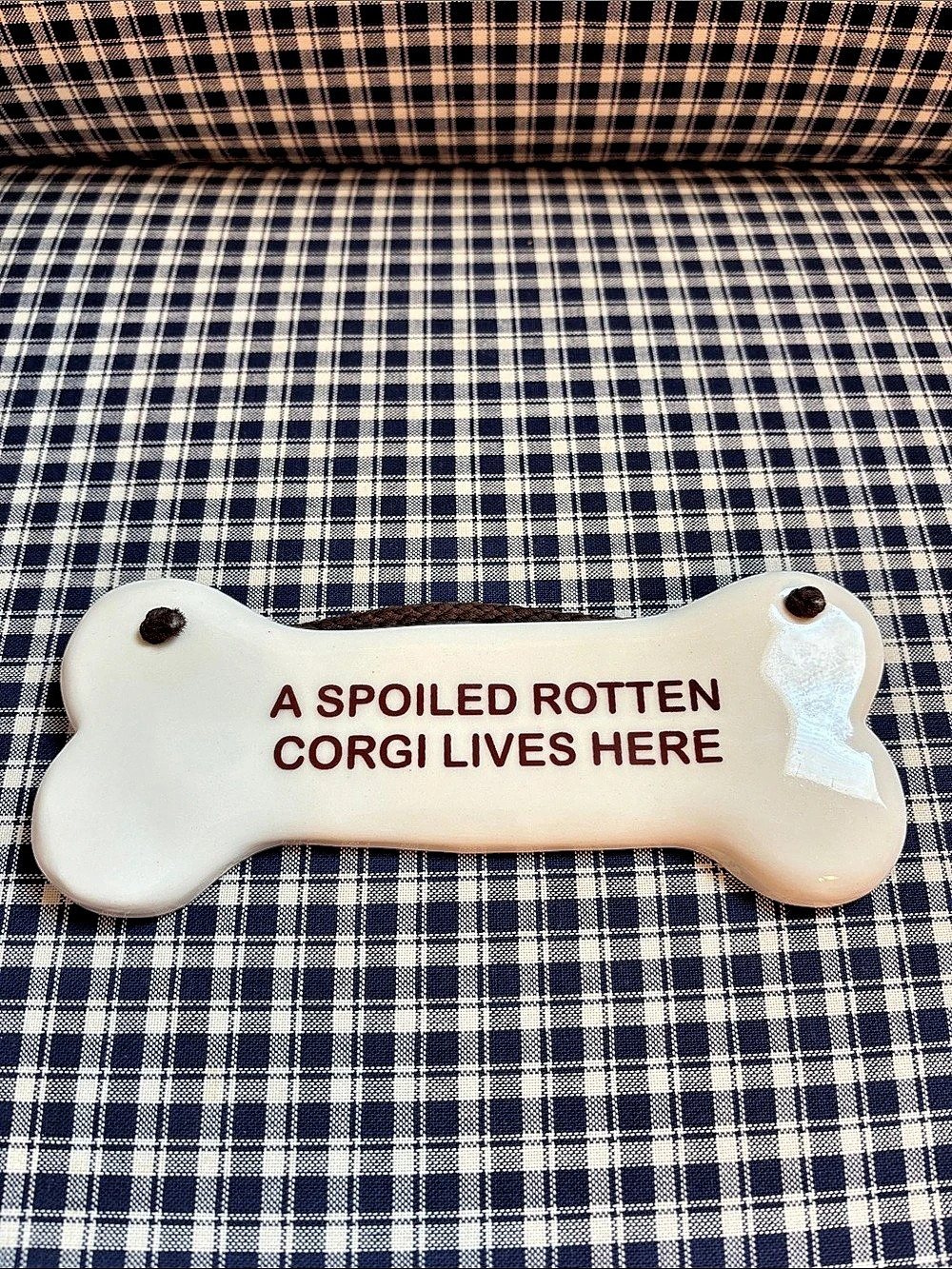 Dog Bone-Shaped Plaque A Spoiled Rotten Corgi Lives Here